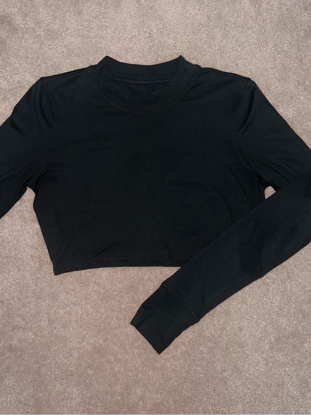 Black Fitted Long Sleeve Crop Top
